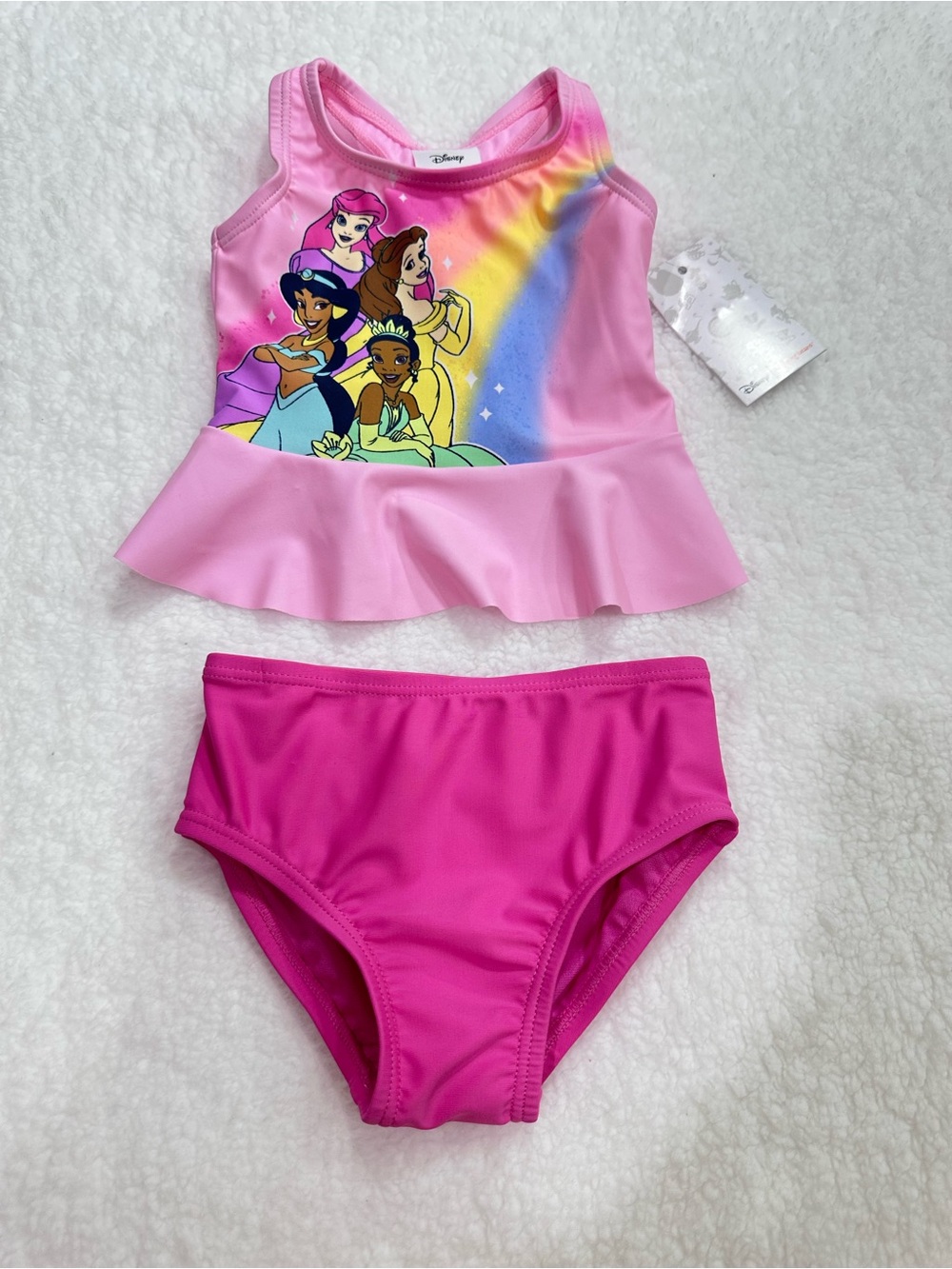 Disney Girls' Pink Princess Peplum Two-Piece Swim Set